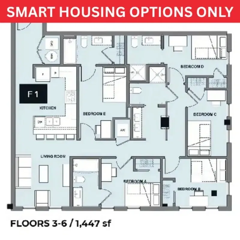 Inspire On 22nd, Austin – Room in 5 Bedroom 4 Bathroom | F1