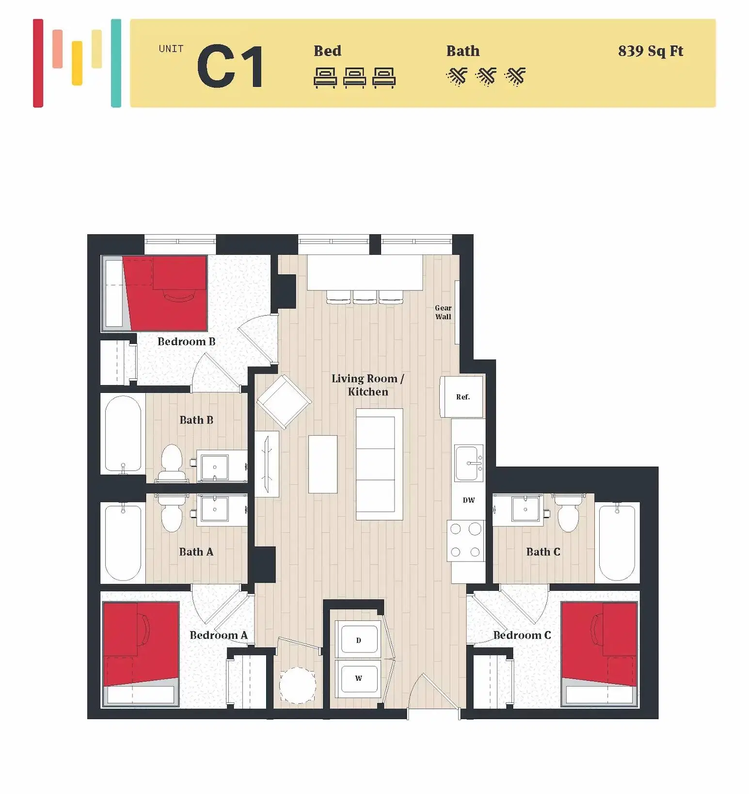 The Tempo, College Park – Room in 3 Bedroom 3 Bathroom | C1 Loft