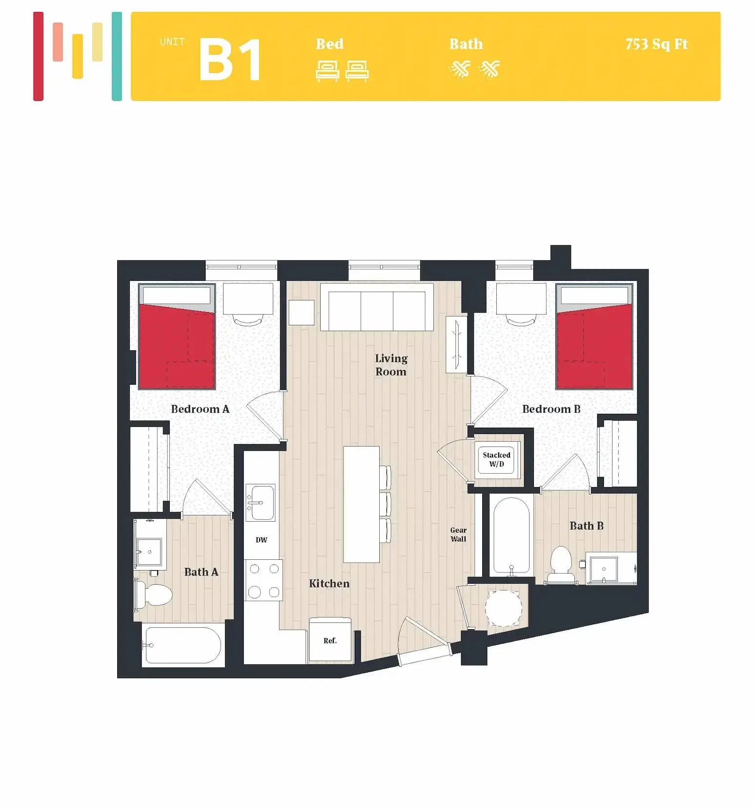 The Tempo, College Park – Room in 2 Bedroom 2 Bathroom | B1