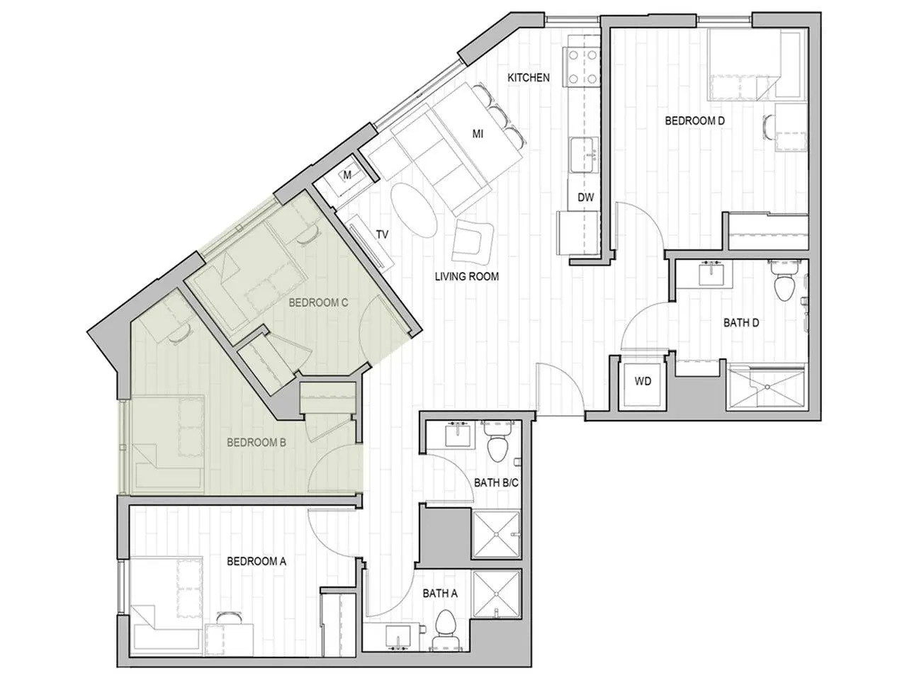 Identity Dinkytown, Minneapolis – Room in 4 Bedroom 3 Bathroom | 4x3