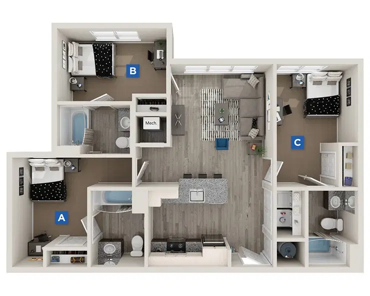 The Station at Buffalo, Buffalo – Cypress Room in 3 Bedroom 3 Bathroom