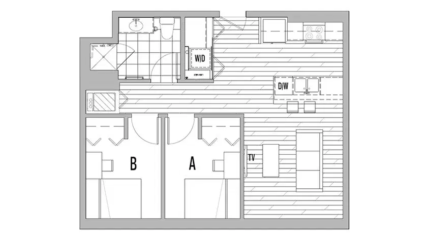 HERE Kansas, Lawrence – 2x1 Terrace Room in 2 Bedroom 1 Bathroom