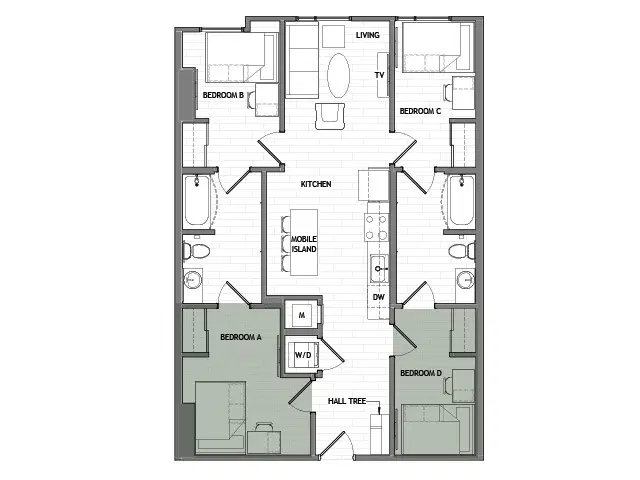 Rise At West Campus, Austin – Room in 4 Bedroom 2 Bathroom | 4x2