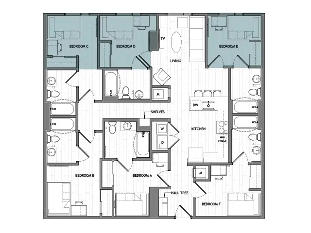 Rise At West Campus, Austin – Room in 6 Bedroom 6 Bathroom | 6x6