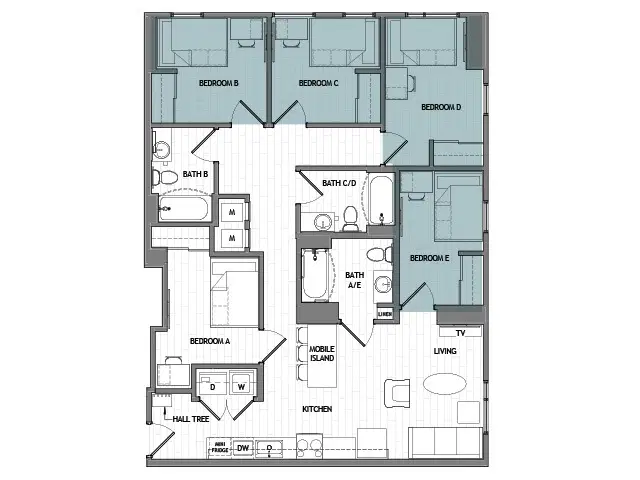 Rise At West Campus, Austin – Room in 5 Bedroom 3 Bathroom | 5x3